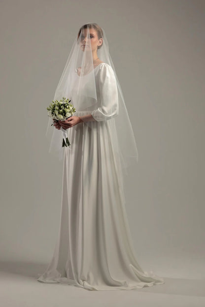 Two-Tier Cut Edge Veil with Blusher