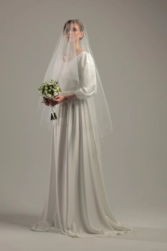 Two-Tier Cut Edge Veil with Blusher