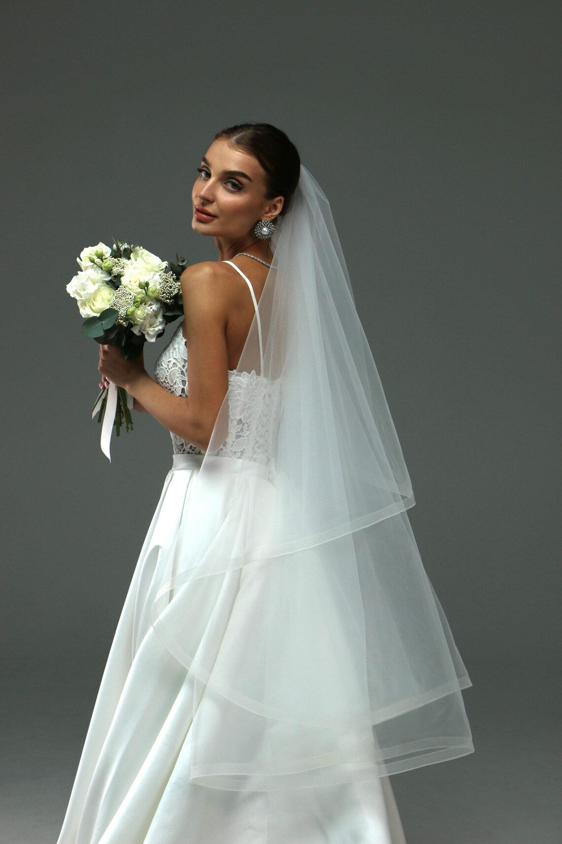 Two-Tier Blusher Veil with Horsehair Trim