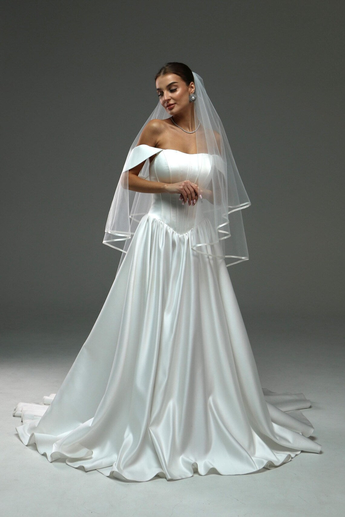 Satin Ribbon Veil with Edging