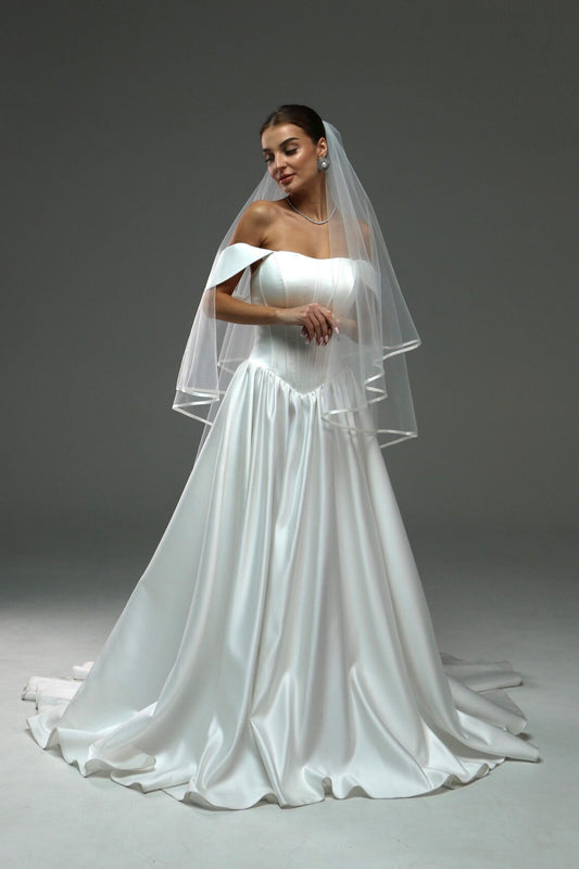 Satin Ribbon Veil with Edging