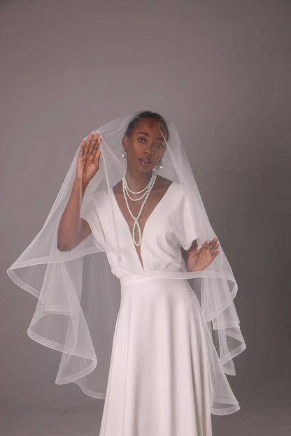 Two-Tier 1-Inch Horsehair Trim Veil