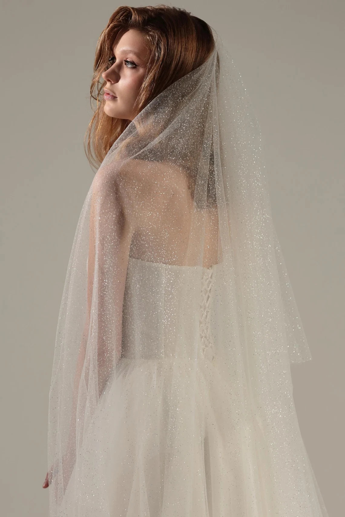 Two-Tier Sparkle Wedding Veil with Blusher