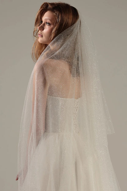 Two-Tier Sparkle Wedding Veil with Blusher
