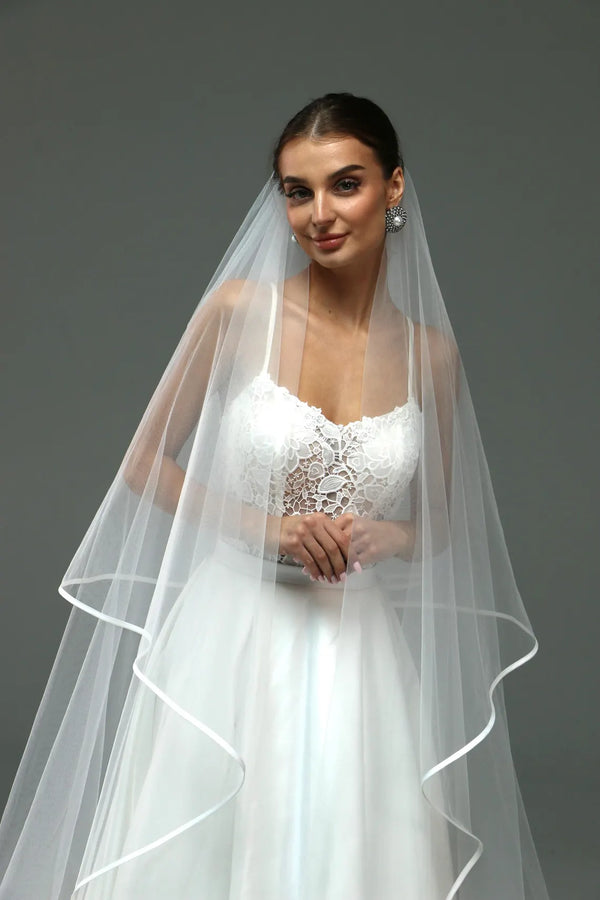 Satin Trim Veil with Blusher