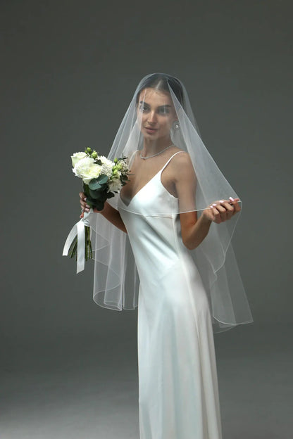 Classic Pencil Edge Veil with Blusher