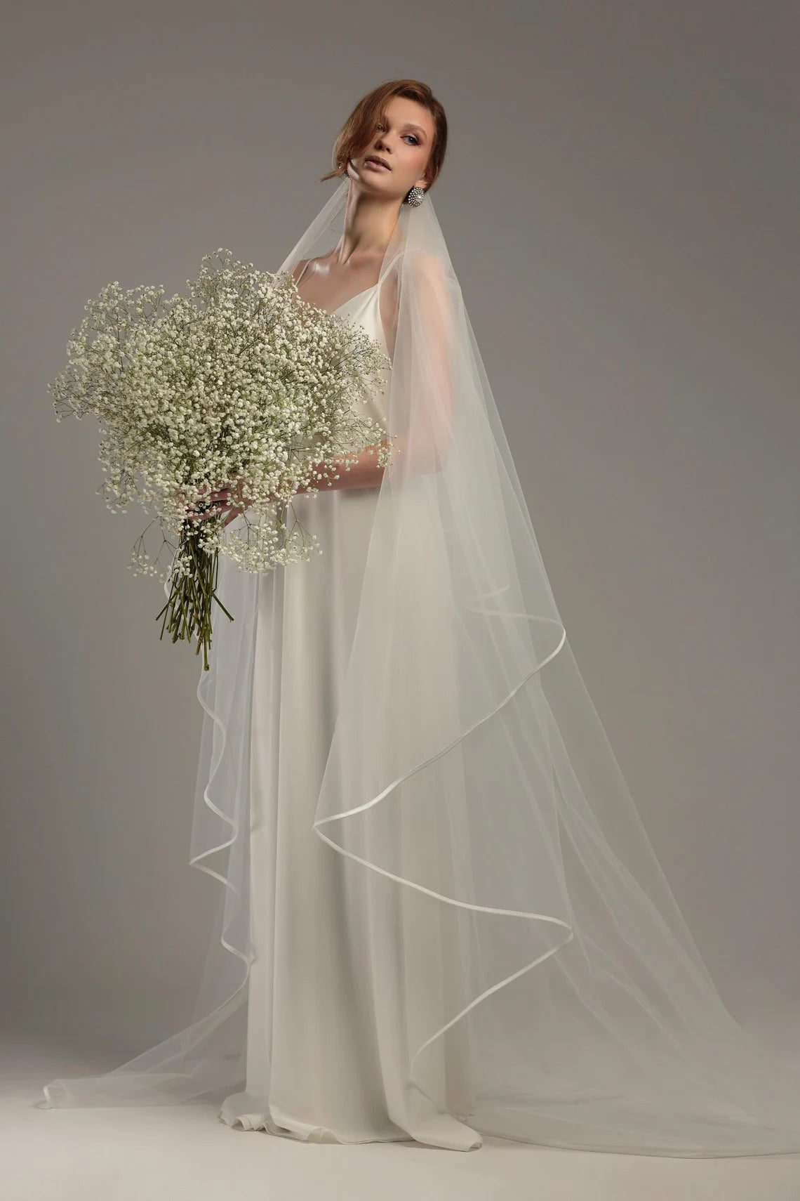 Satin Ribbon Edge Bridal Veil