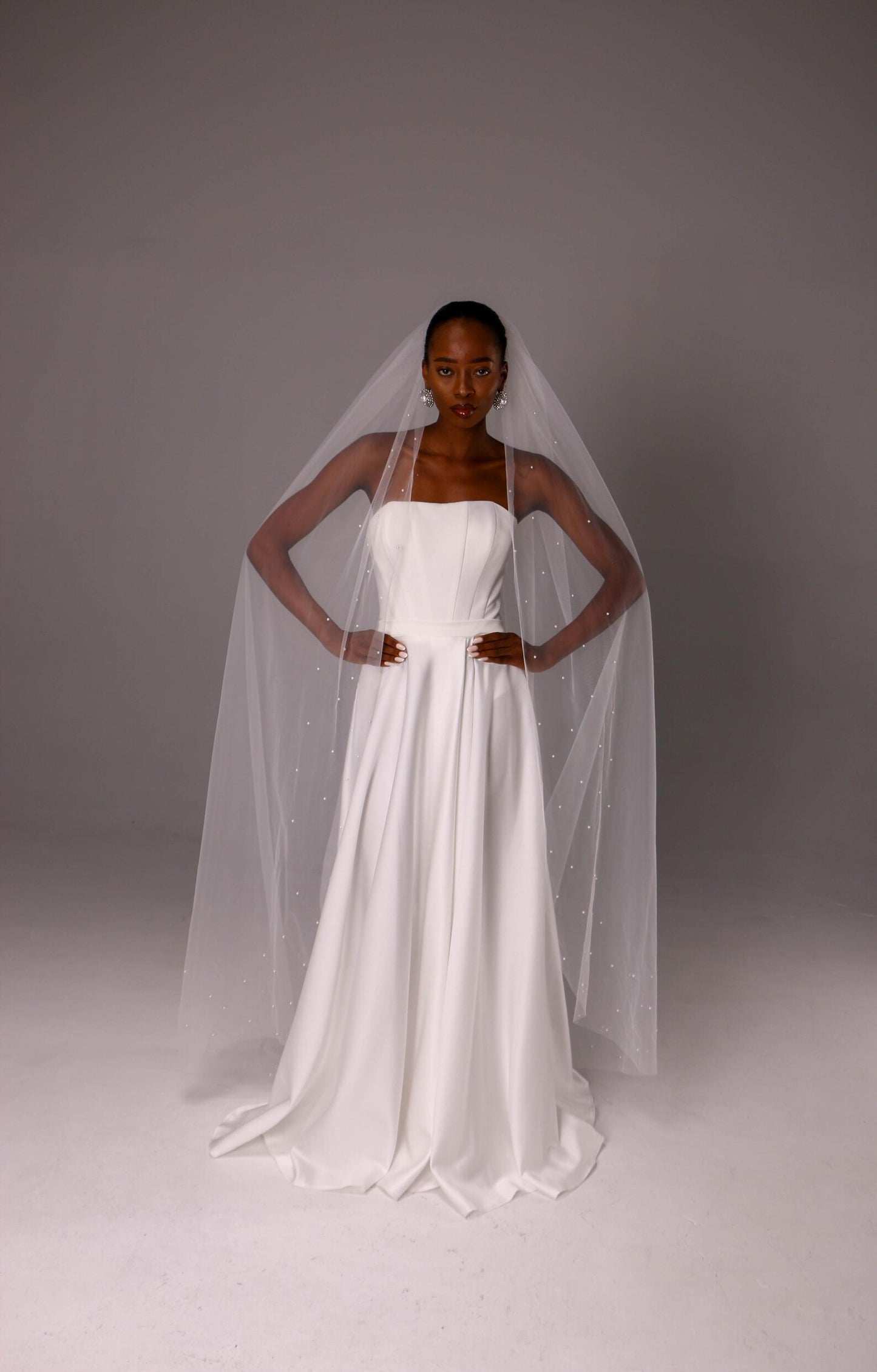 One-Layer Pearl Edge Bridal Veil
