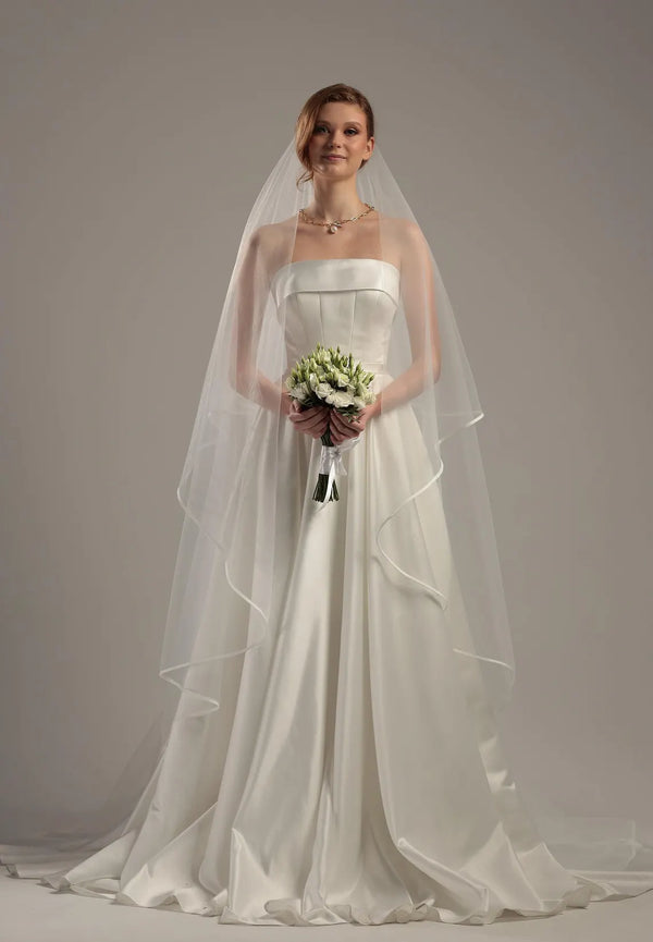 Two-Tier Satin Trim Veil