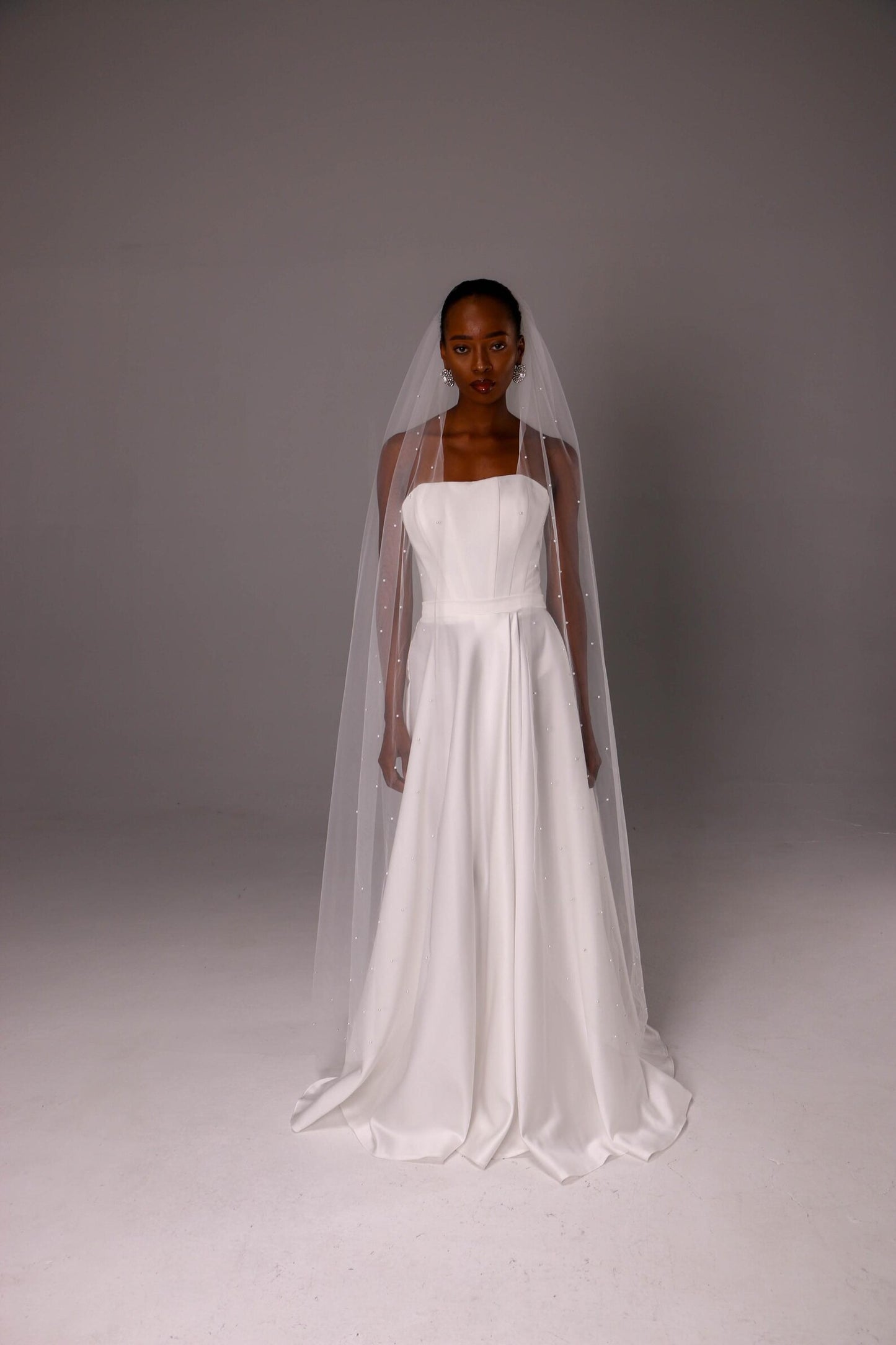 One-Layer Pearl Edge Bridal Veil