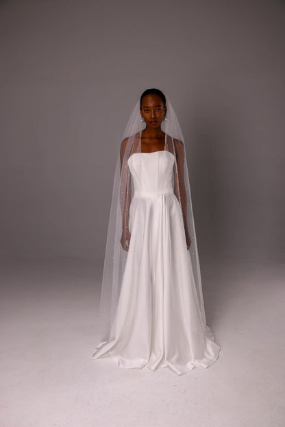 One-Layer Pearl Edge Bridal Veil