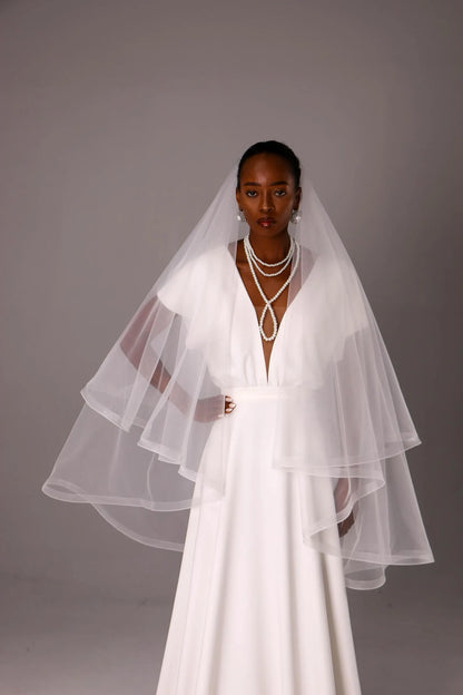 Two-Tier 1-Inch Horsehair Trim Veil