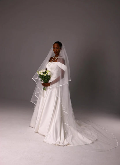 Satin Trim Two-Tier Bridal Veil