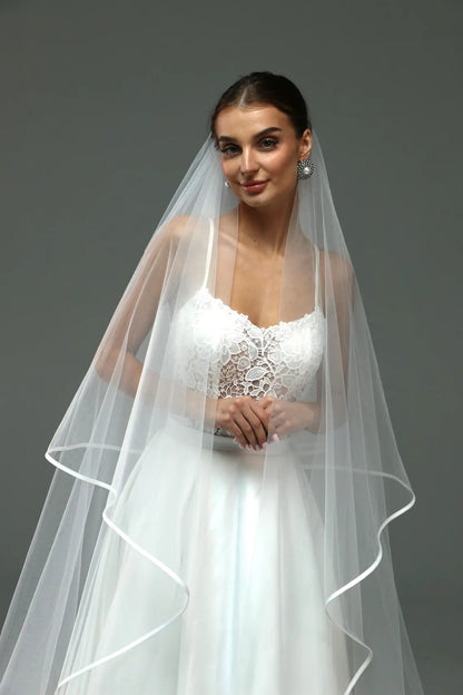Satin Trim Veil with Blusher