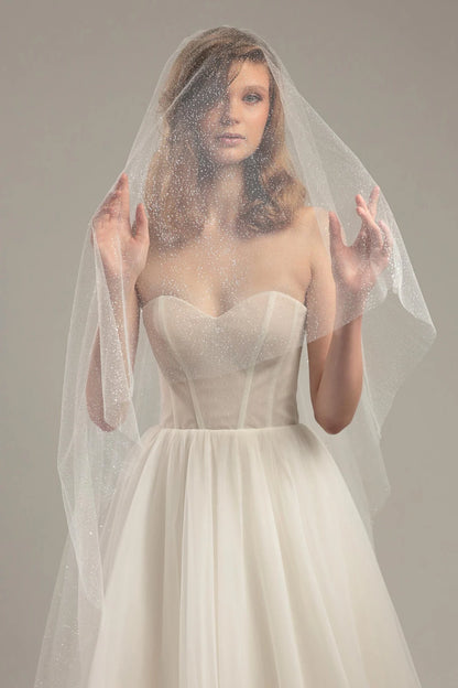 Two-Tier Sparkle Wedding Veil with Blusher