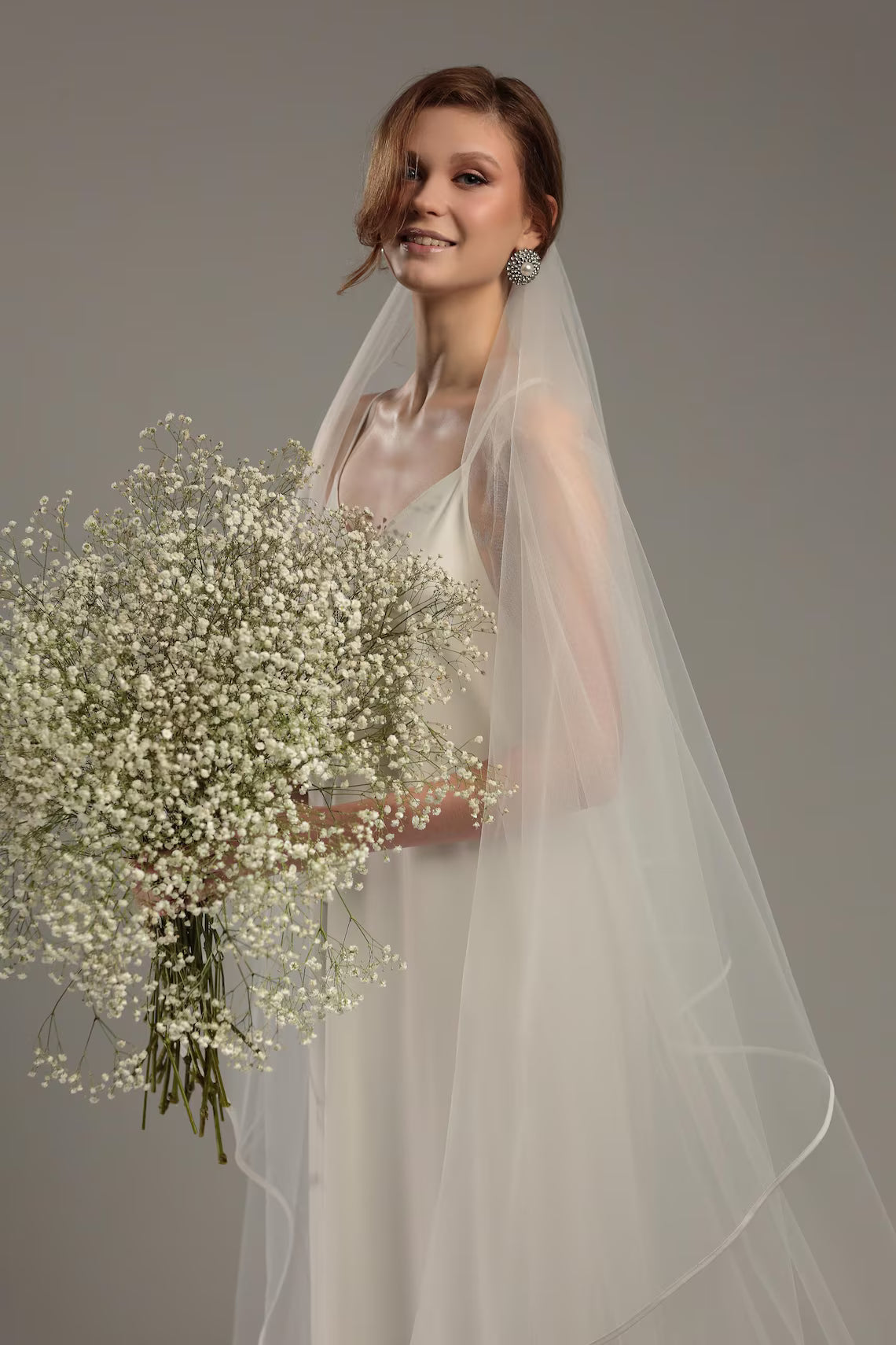 Satin Ribbon Edge Bridal Veil