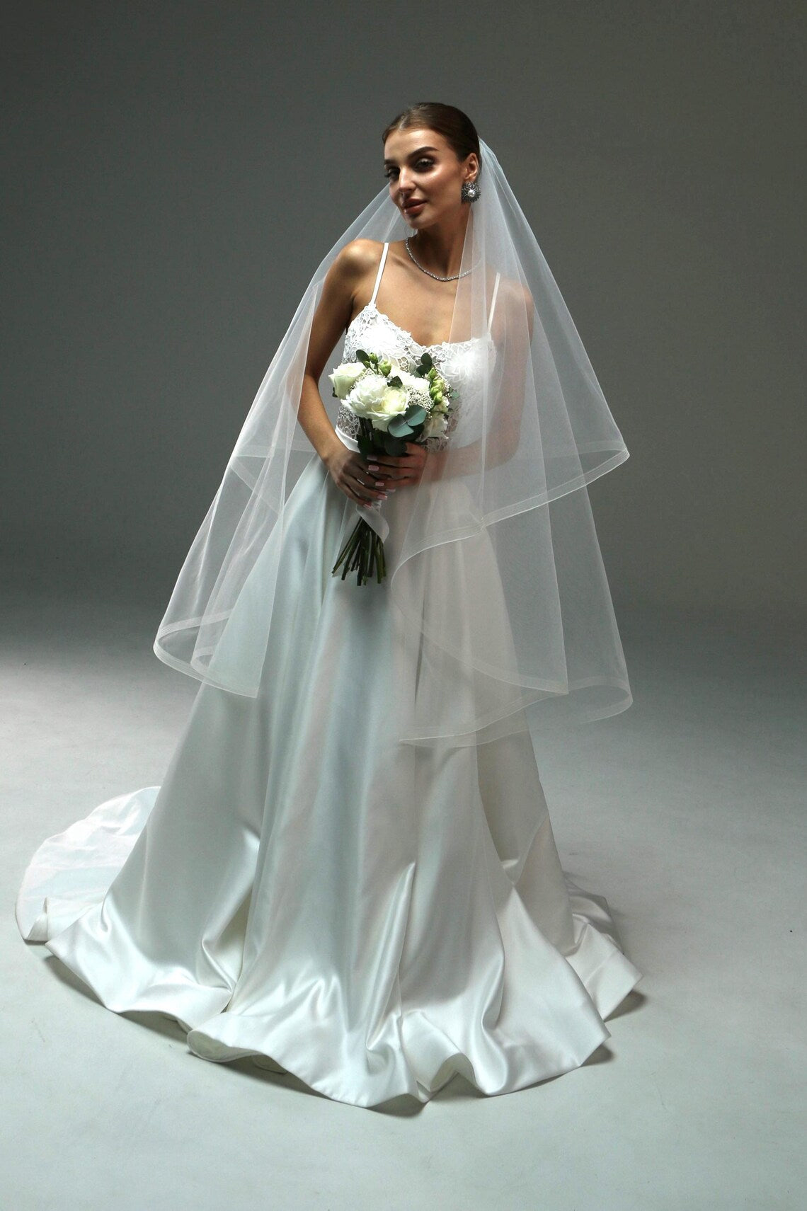 Two-Tier Blusher Veil with Horsehair Trim