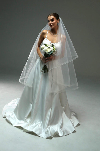 Two-Tier Blusher Veil with Horsehair Trim