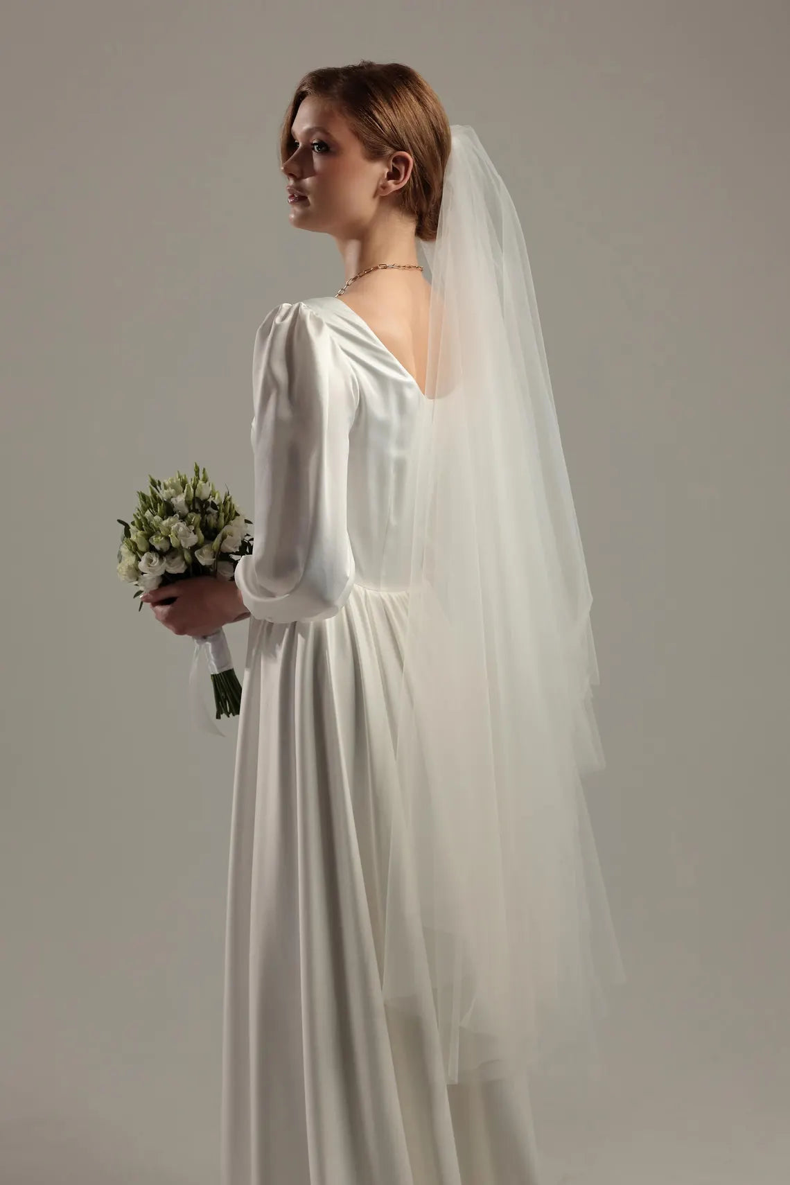 Two-Tier Cut Edge Veil with Blusher