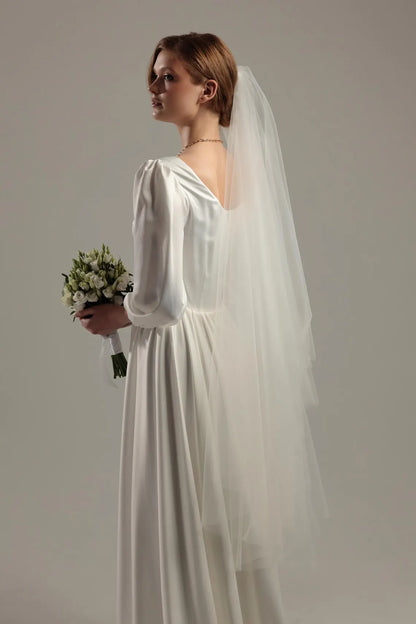 Two-Tier Cut Edge Veil with Blusher