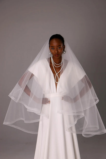 Two-Tier 1-Inch Horsehair Trim Veil
