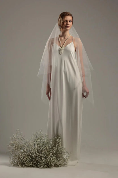 Double Tier Soft Wedding Veil with Blusher