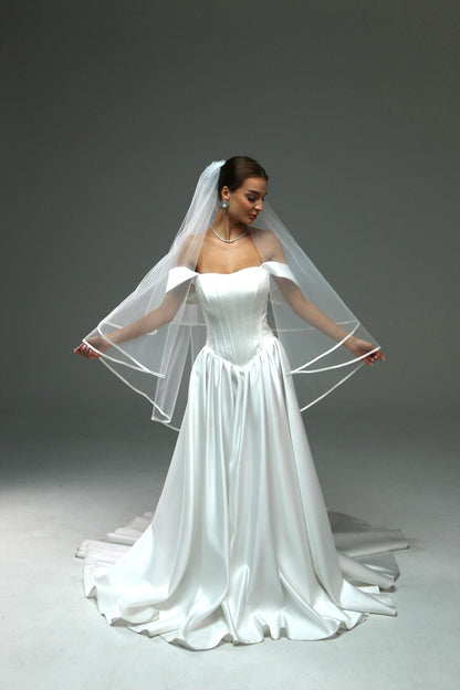 Satin Ribbon Veil with Edging