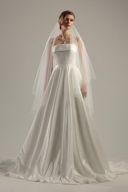Floor Wedding Veil with Blusher