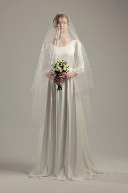 Two-Tier Cut Edge Veil with Blusher