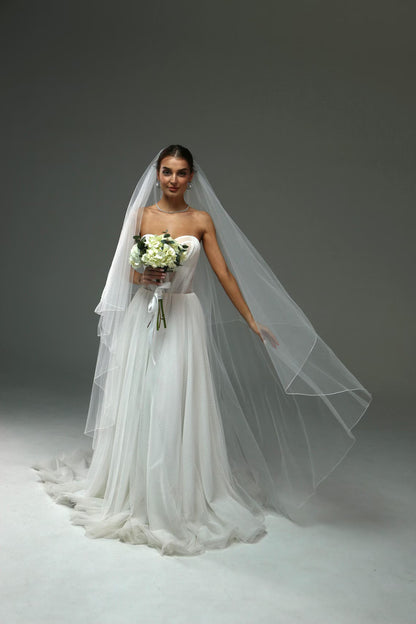 Two-Tier Pencil Edge Veil with Blusher