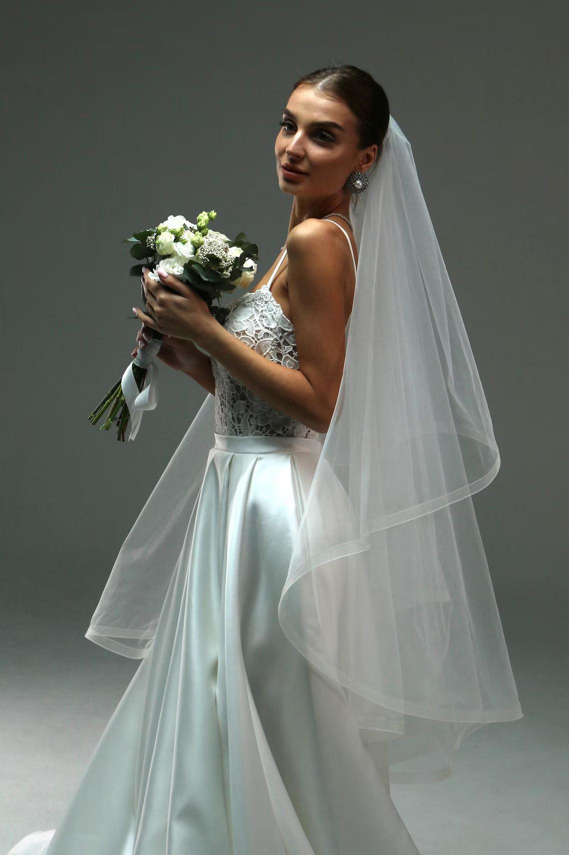 Two-Tier Blusher Veil with Horsehair Trim