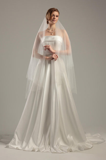 Floor Wedding Veil with Blusher