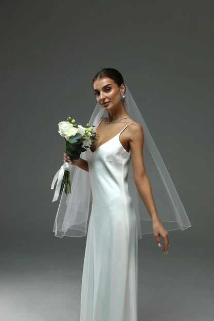 Classic Pencil Edge Veil with Blusher