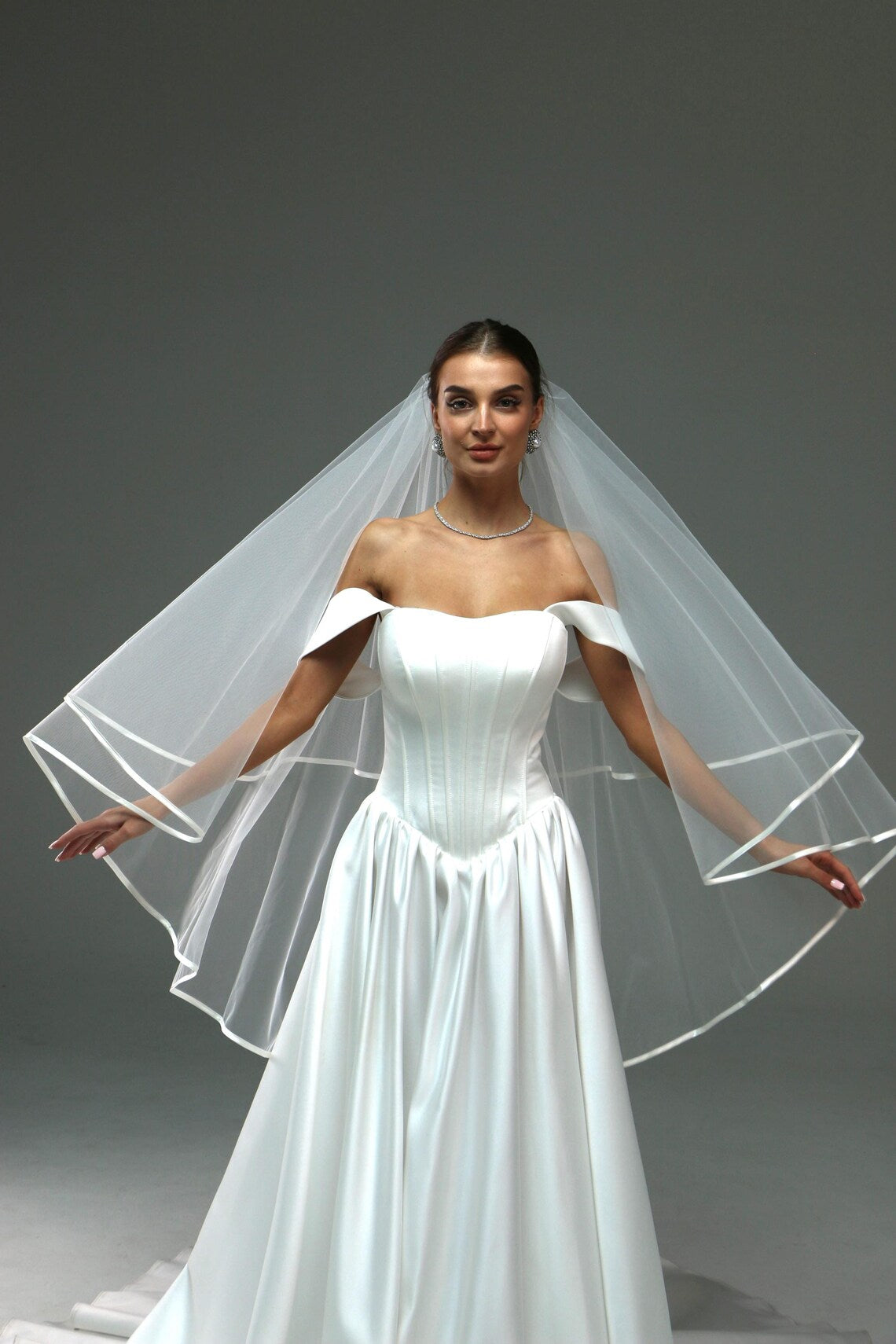 Satin Ribbon Veil with Edging