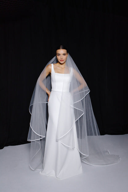 Satin Ribbon Edge Veil with Blusher