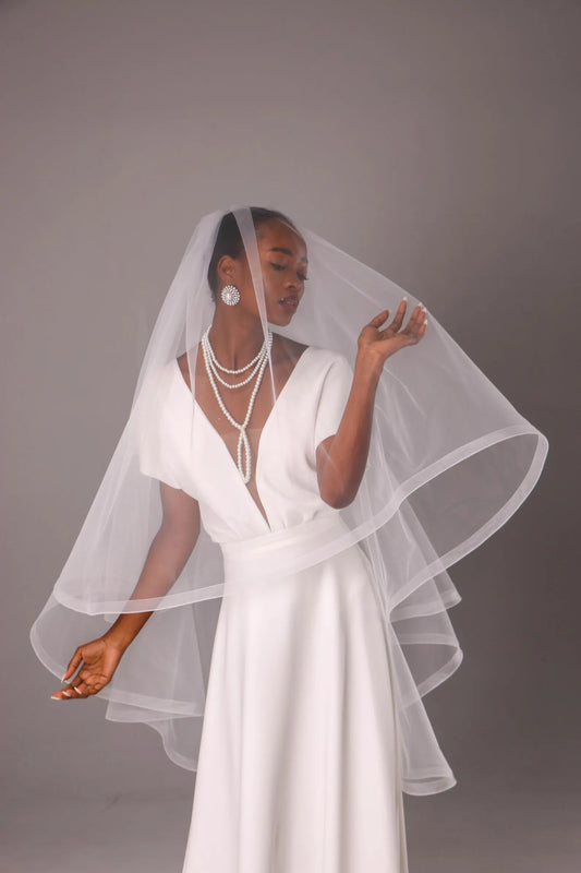 Two-Tier 1-Inch Horsehair Trim Veil