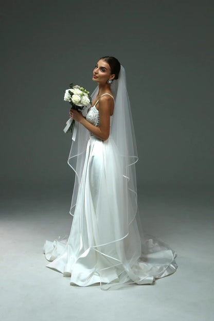 Satin Trim Veil with Blusher