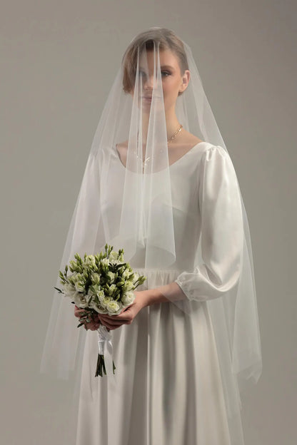 Two-Tier Cut Edge Veil with Blusher