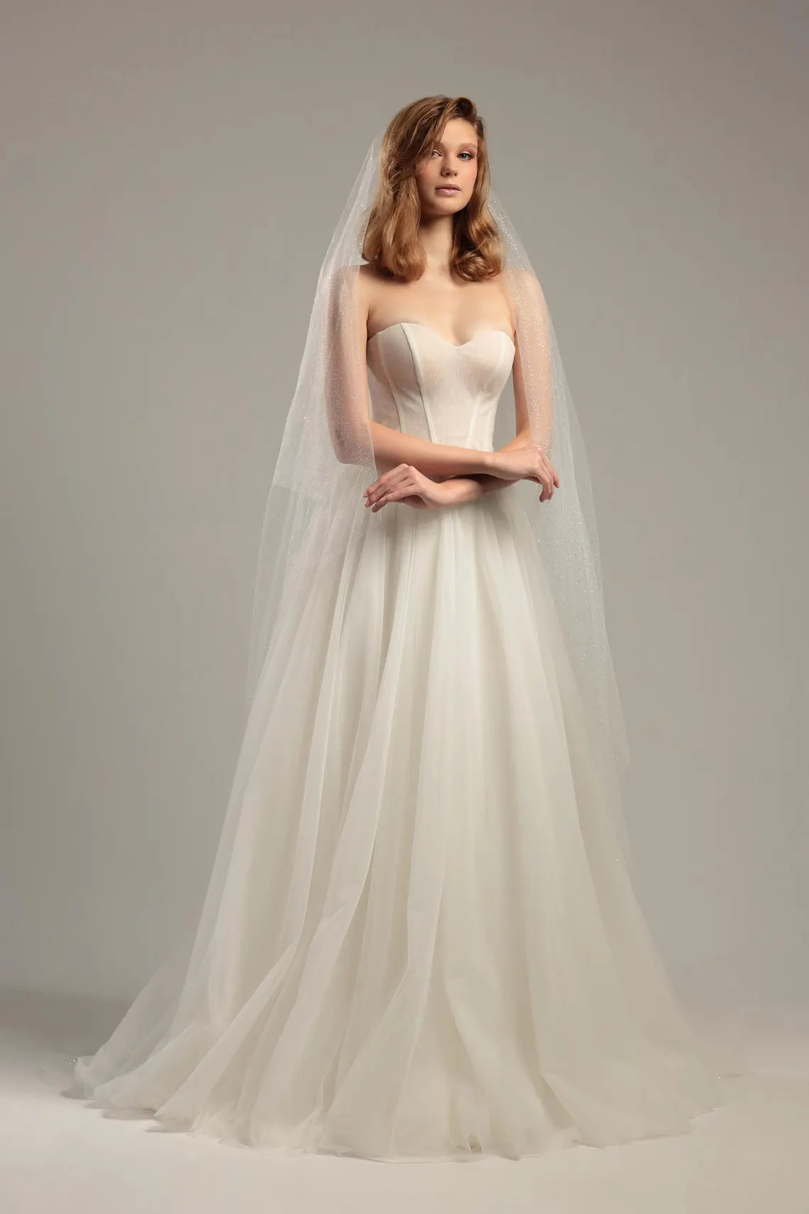 Two-Tier Sparkle Wedding Veil with Blusher