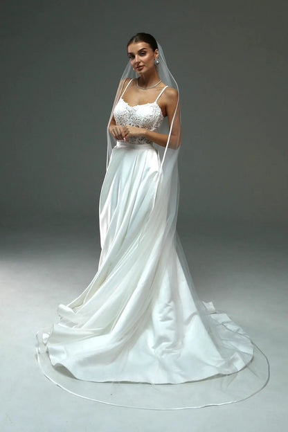 Elegant Satin Edge Wedding Veil