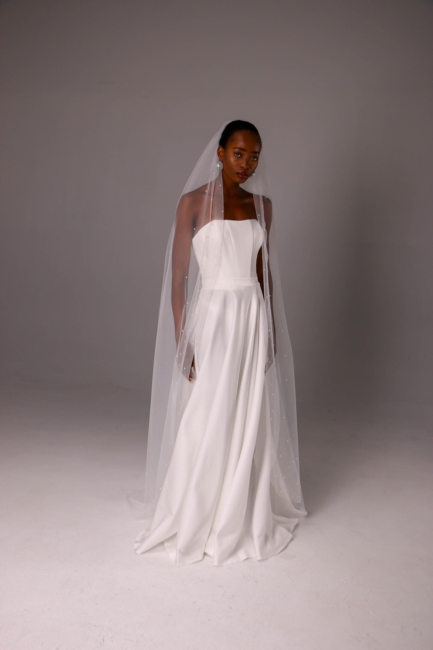 One-Layer Pearl Edge Bridal Veil