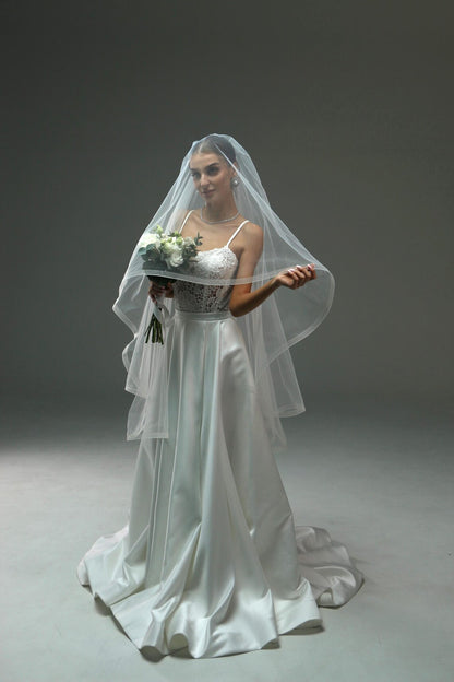Two-Tier Blusher Veil with Horsehair Trim