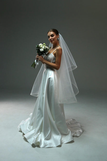 Two-Tier Blusher Veil with Horsehair Trim