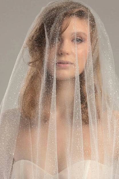 Two-Tier Sparkle Wedding Veil with Blusher