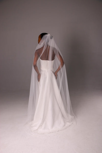 One-Layer Pearl Edge Bridal Veil