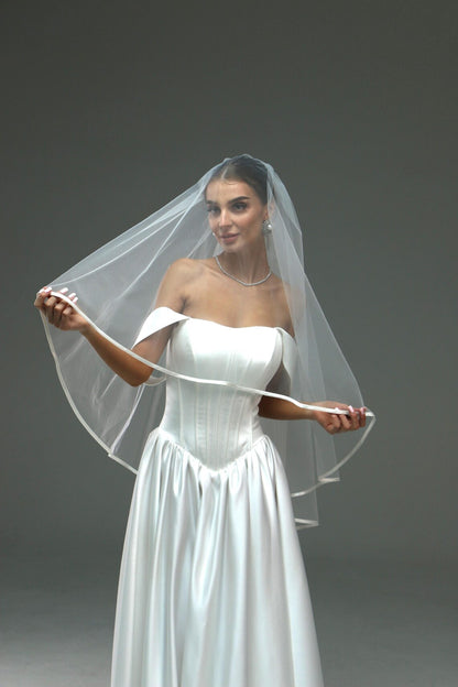 Satin Ribbon Veil with Edging