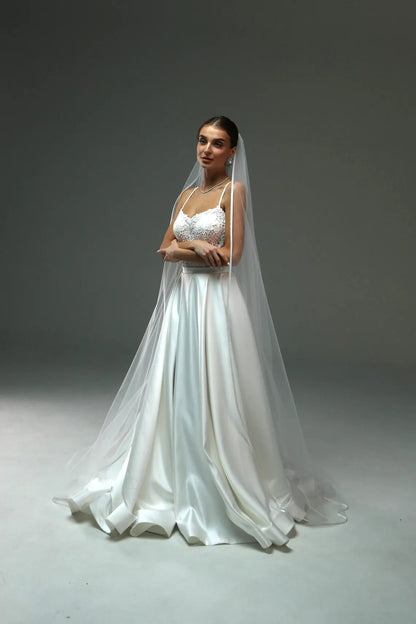 Elegant Satin Edge Wedding Veil