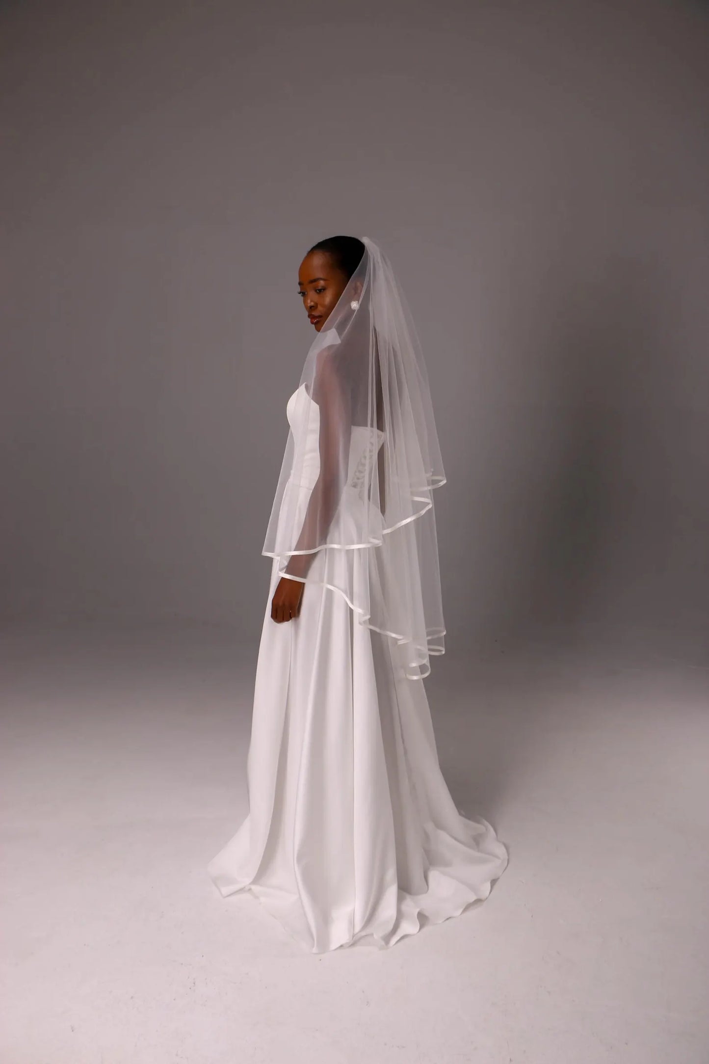Double-Layer Satin Ribbon Bridal Veil