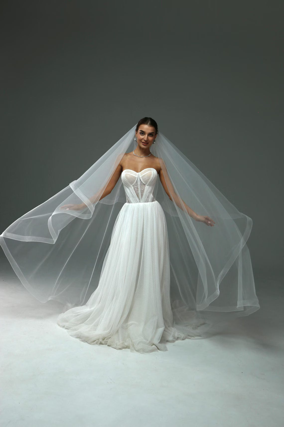 Soft Horsehair Trim Veil with Blusher