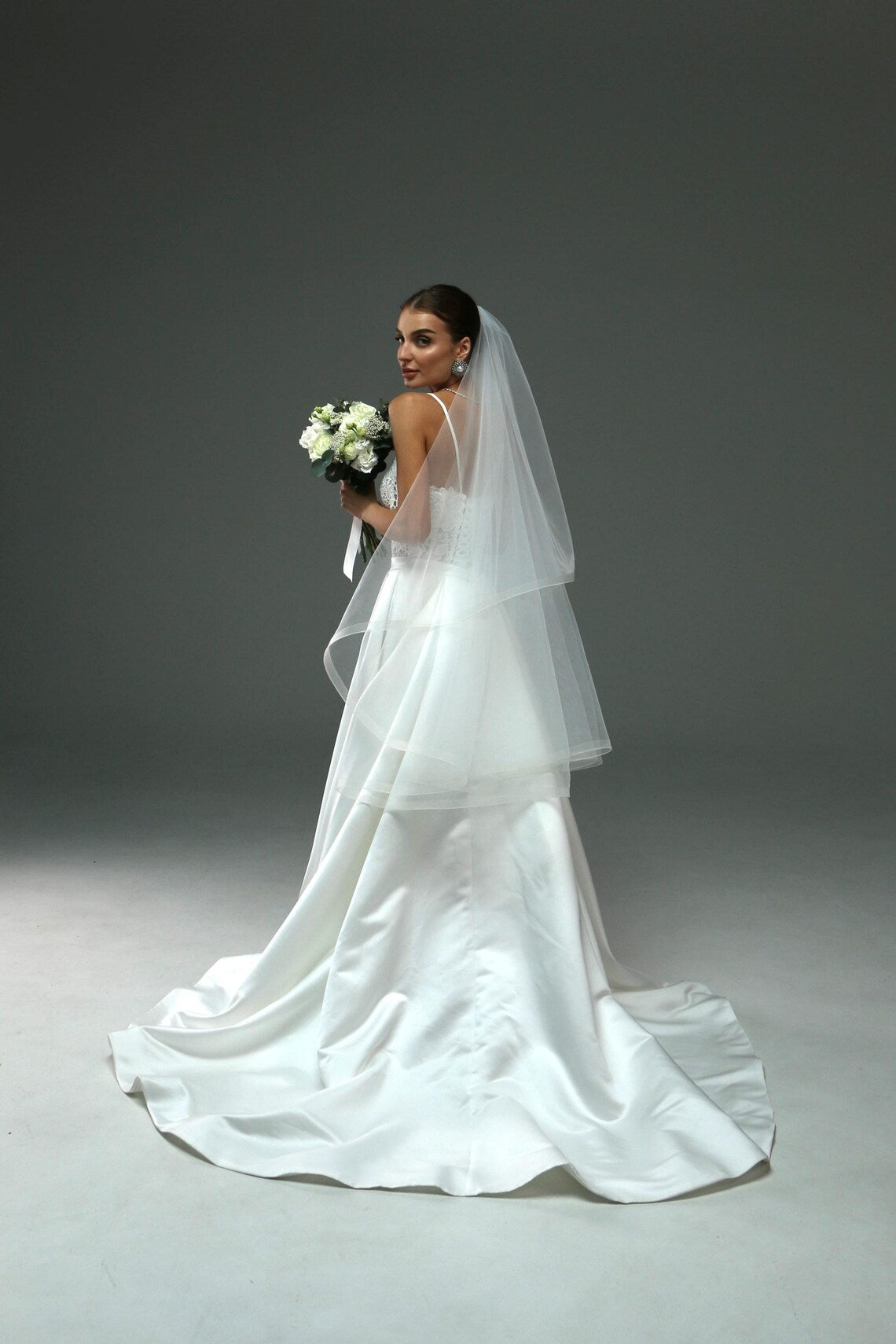 Two-Tier Blusher Veil with Horsehair Trim